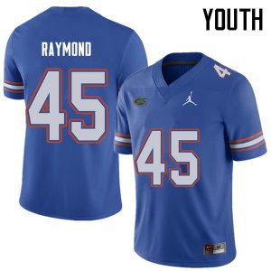 Youth Florida Gators #45 R.J. Raymond NCAA Jordan Brand Royal Authentic Stitched College Football Jersey BPZ6062UJ